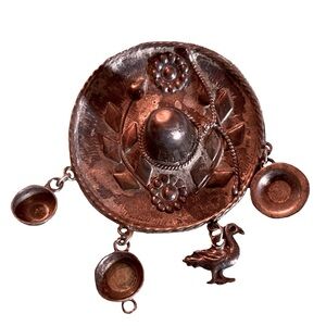 Vintage Silver Mexican Sombrero Brooch